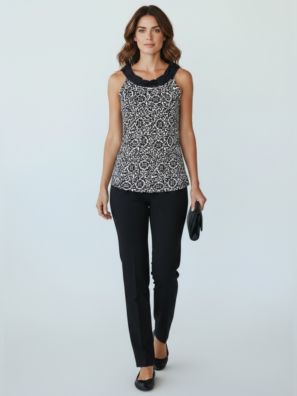 White House Black Market Tank Top Pleated Blouse XS